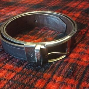 Columbia Reversible Brown And Black Leather Belt with Silver Buckle XL 42-44